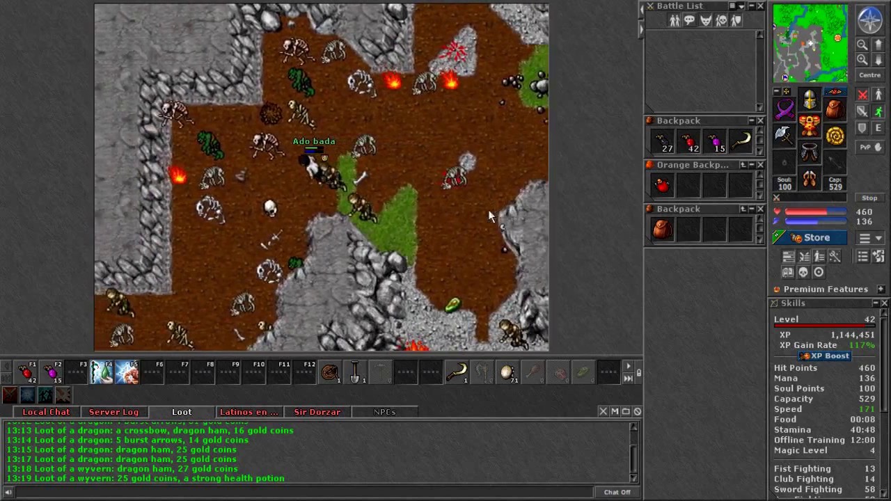 Tibia | Matando Dragones | zonas de caza (level 45+)
