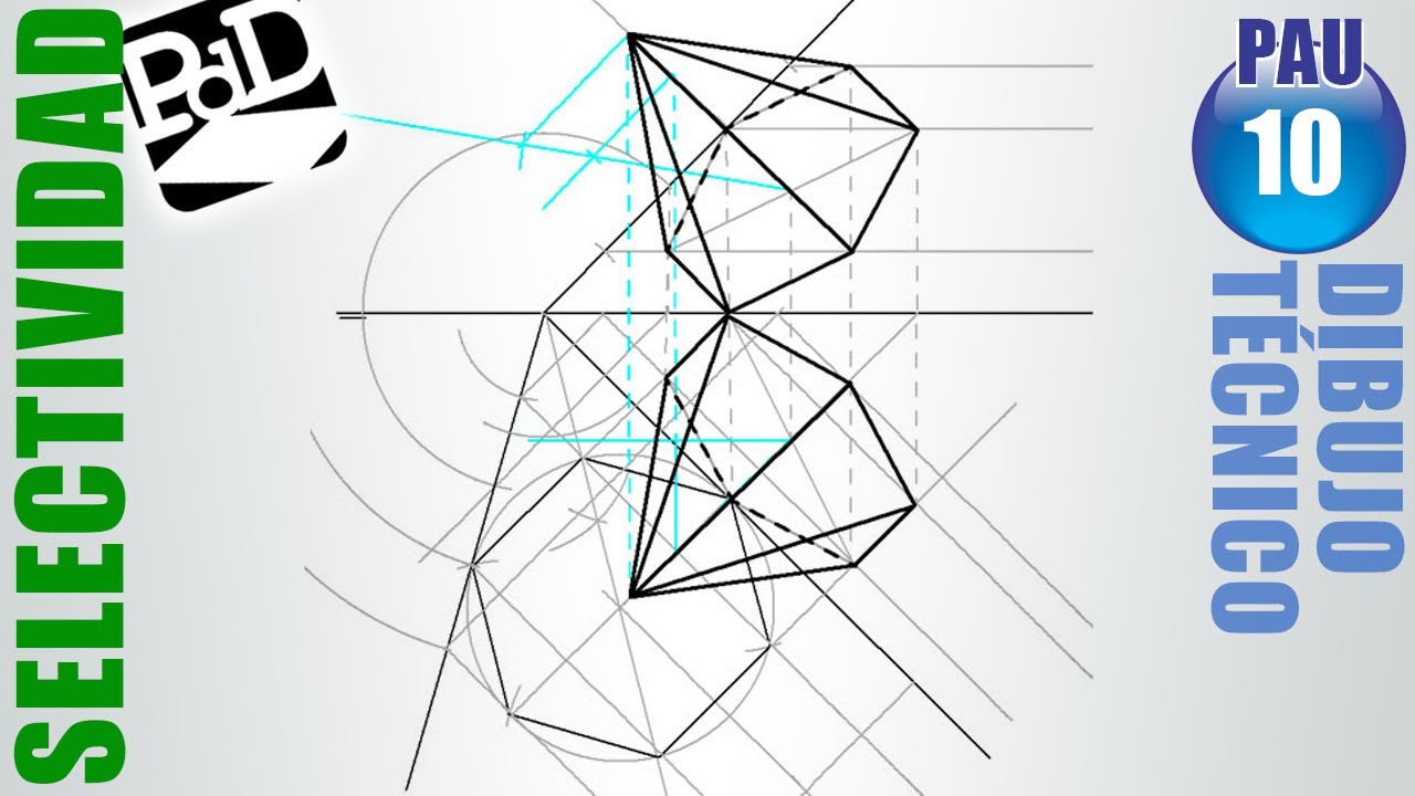 PAU #010 Diédrico: Pirámide hexagonal (Dibujo Técnico Selectividad - Canarias/2000)