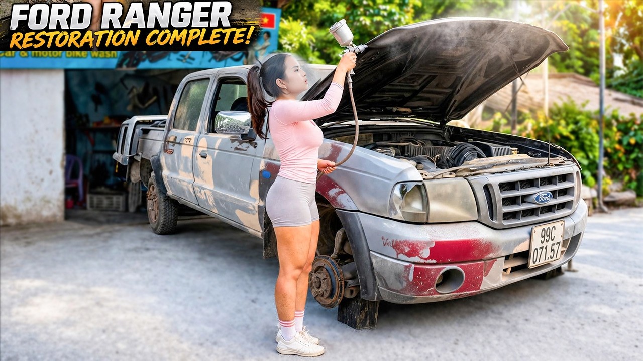 Talented Girl Restores the Paint of an Abandoned 2003 Ford Ranger Left to Rust for Years