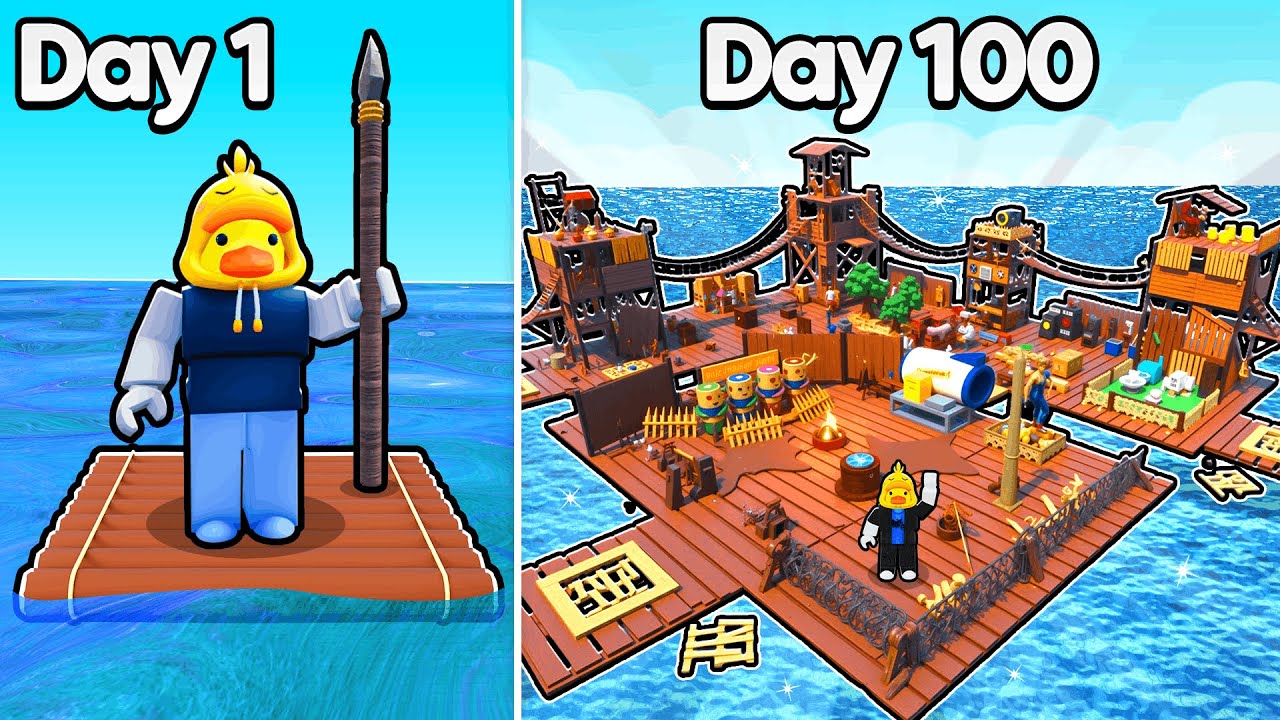 I Survived 100 DAYS on a Raft in Roblox!