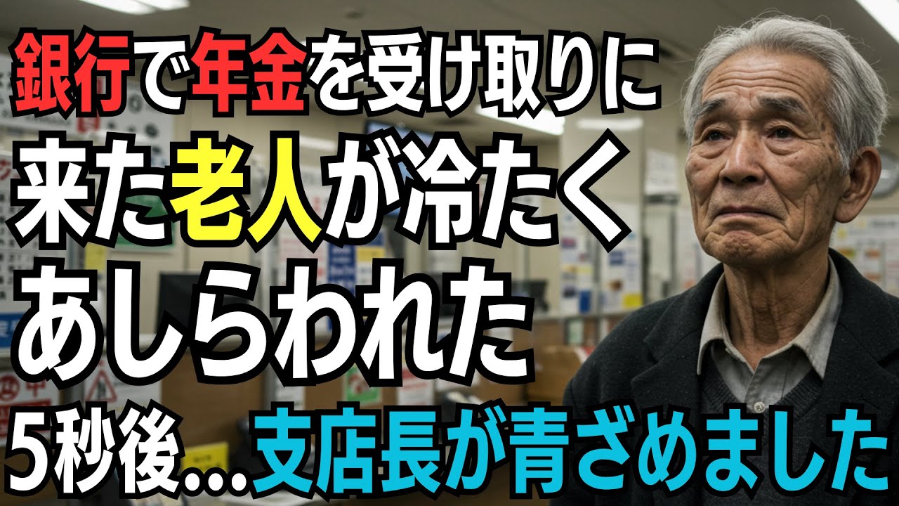 銀行で年金受取に来た老人が冷たくあしらわれた──5秒後、支店長が青ざめました
