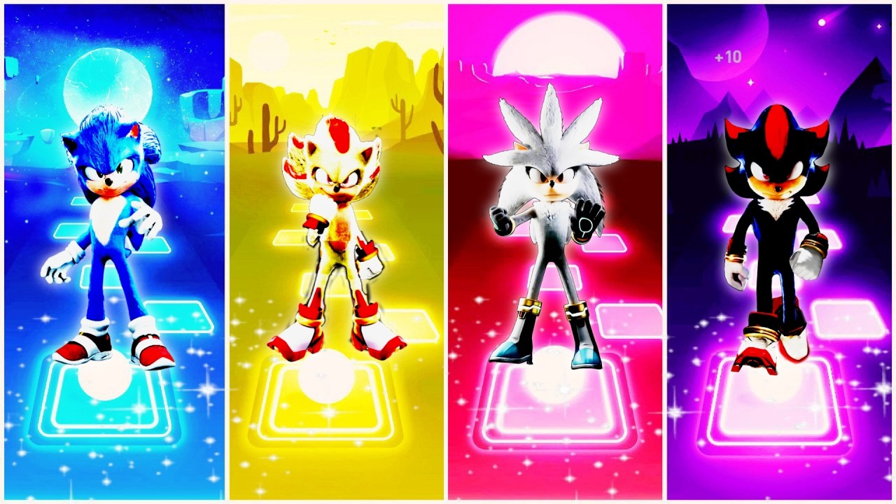 Sonic the Hedgehog 🆚 Super Sonic 🆚 Silver the Hedgehog 🆚 Shadow the Hedgehog | Tiles Hop EDM Rush
