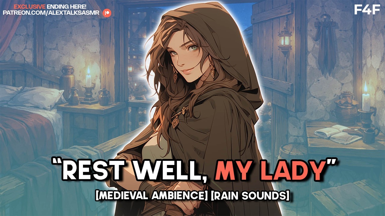 [F4F] Taking shelter from the storm in a sleepy medieval tavern [realistic sleep sounds] ASMR RP