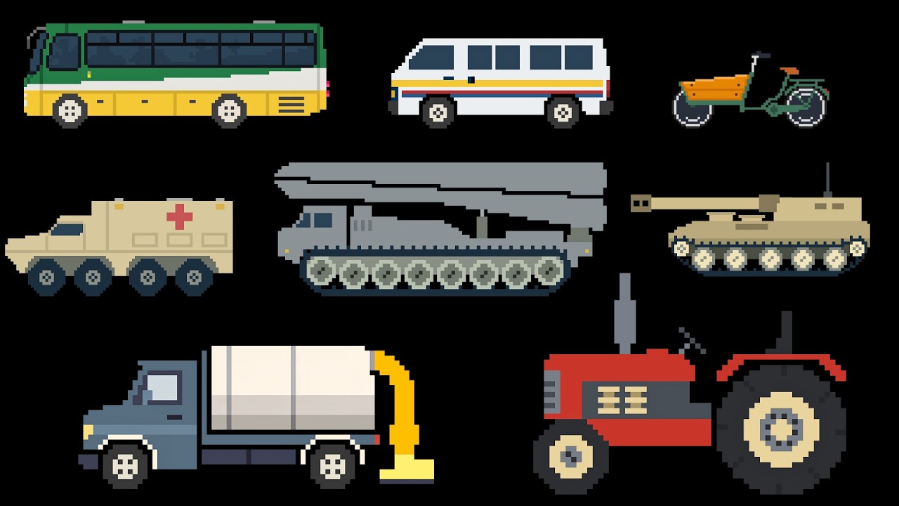 Vehicles Collection 19: Basic, Trucks, Military & More | Pixel Art