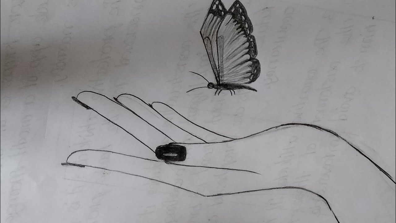 How to draw butterfly in hand || Pencil sketch