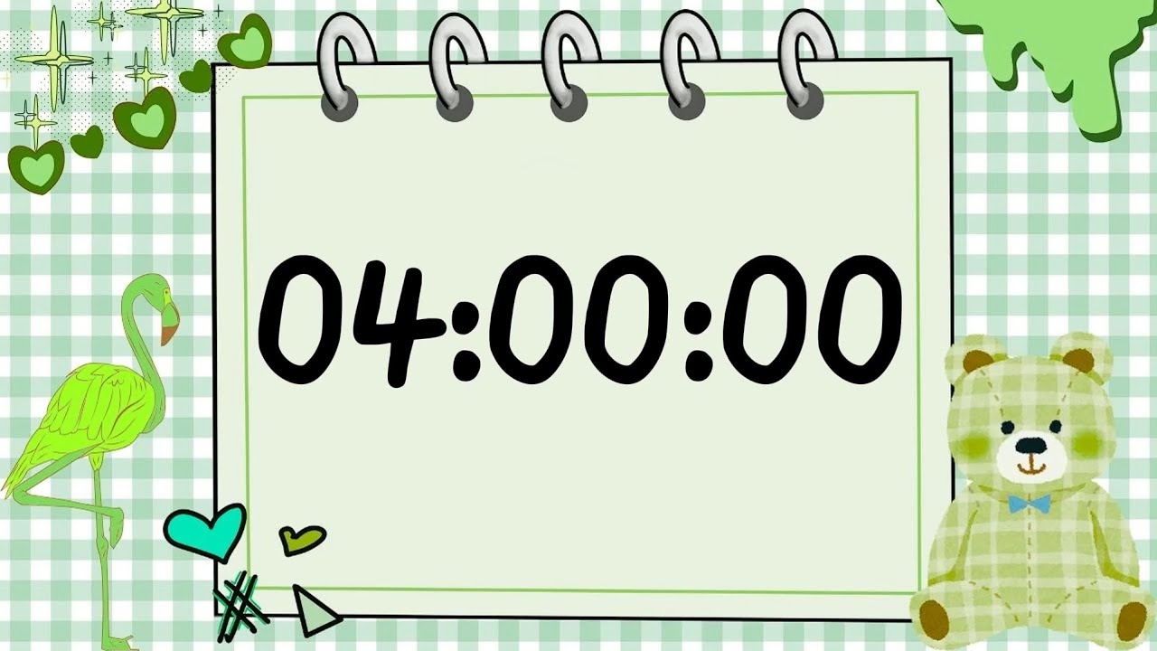 4 hours 💚 Green Aesthetic Study Timer | Cozy Notebook Pomodoro & Focus ⏰🍃