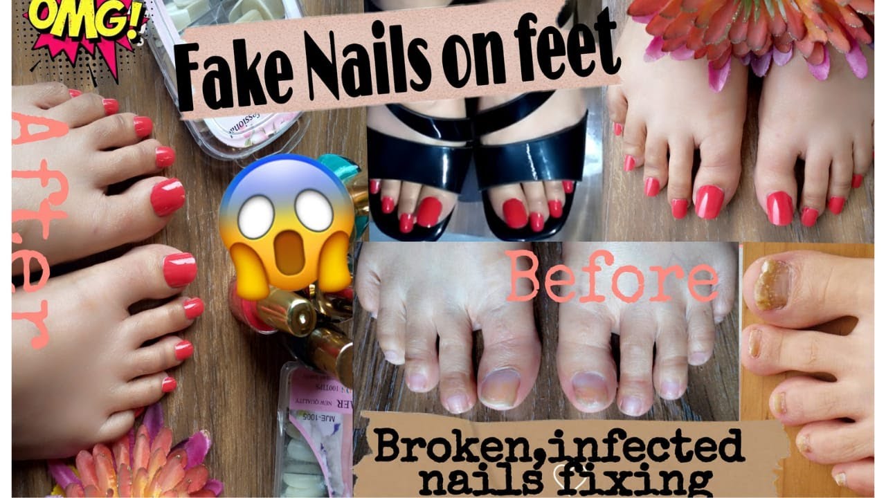 how to Apply Fake Nails on Feet | Artificial nails Application | Acrylic nails | Foot Nails
