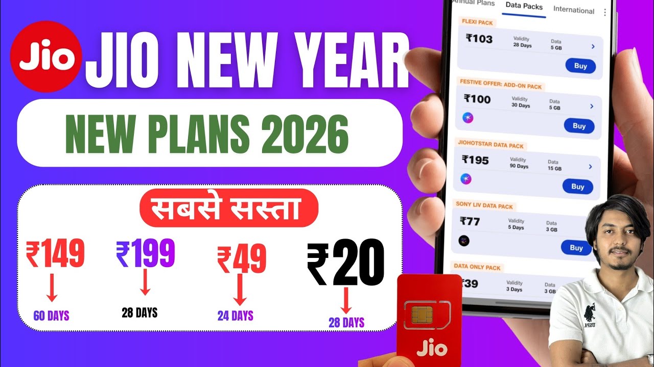 Новогоднее предложение Jio 2026 | Новые тарифные планы Jio 2026 | Новые тарифные планы Jio | Все ...