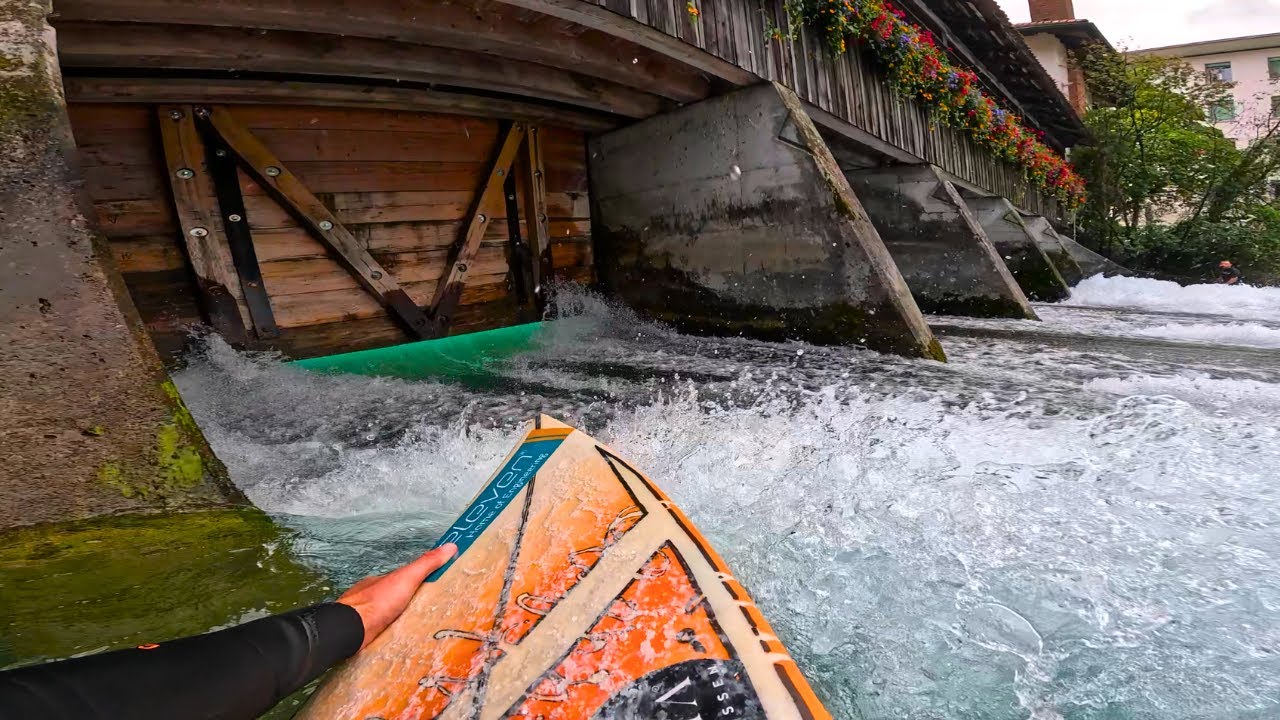 Surfing Historic Swiss River Wave｜4K POV Surf