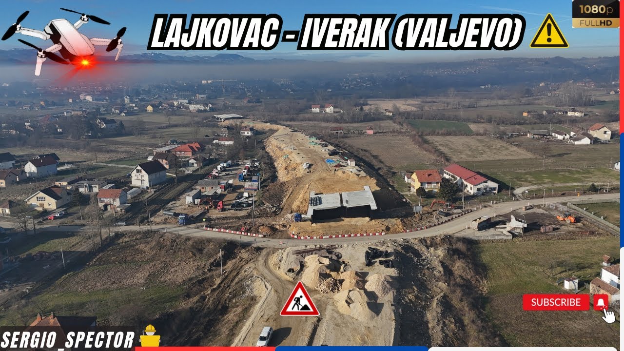 Nastavak radova na brzoj saobraćajnici Lajkovac - Iverak- Valjevo, dron video #construction