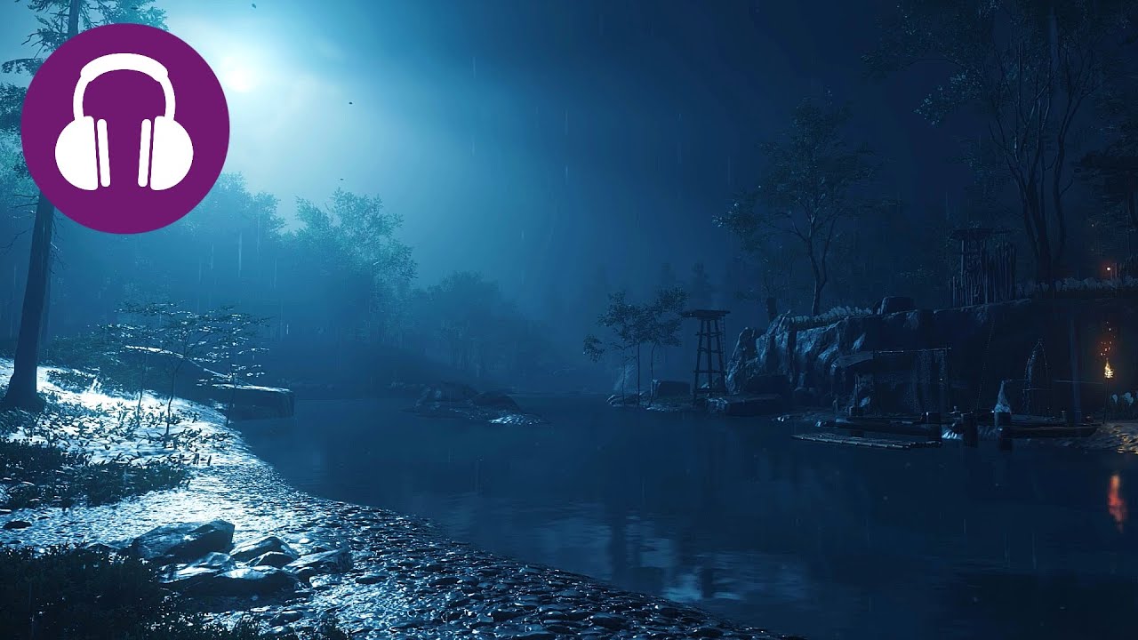 RAINY NIGHT On Tsuhsima 💤 Relaxing GHOST OF TSUSHIMA Ambience | Rain & Forest Sounds ASMR