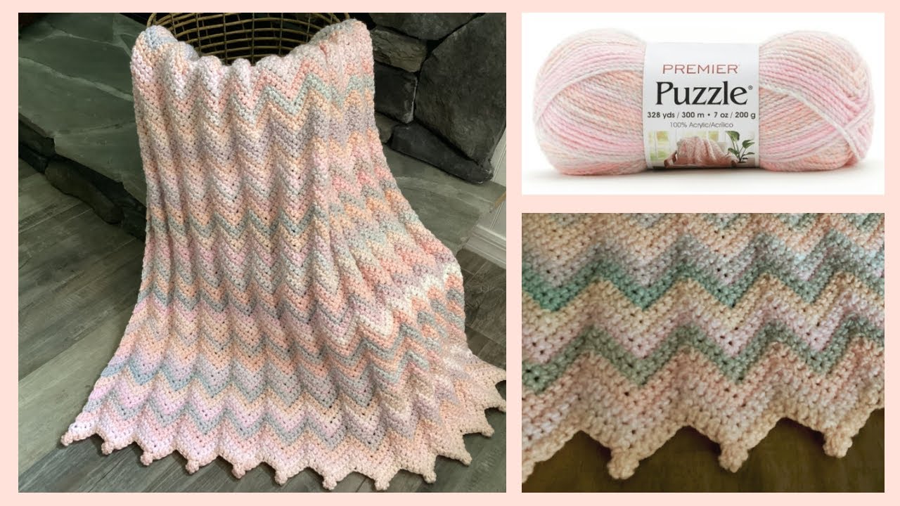 Crochet Simple Self Striping Chevron Blanket Premier Puzzle Cat&rsquo;s Cradle Yarn