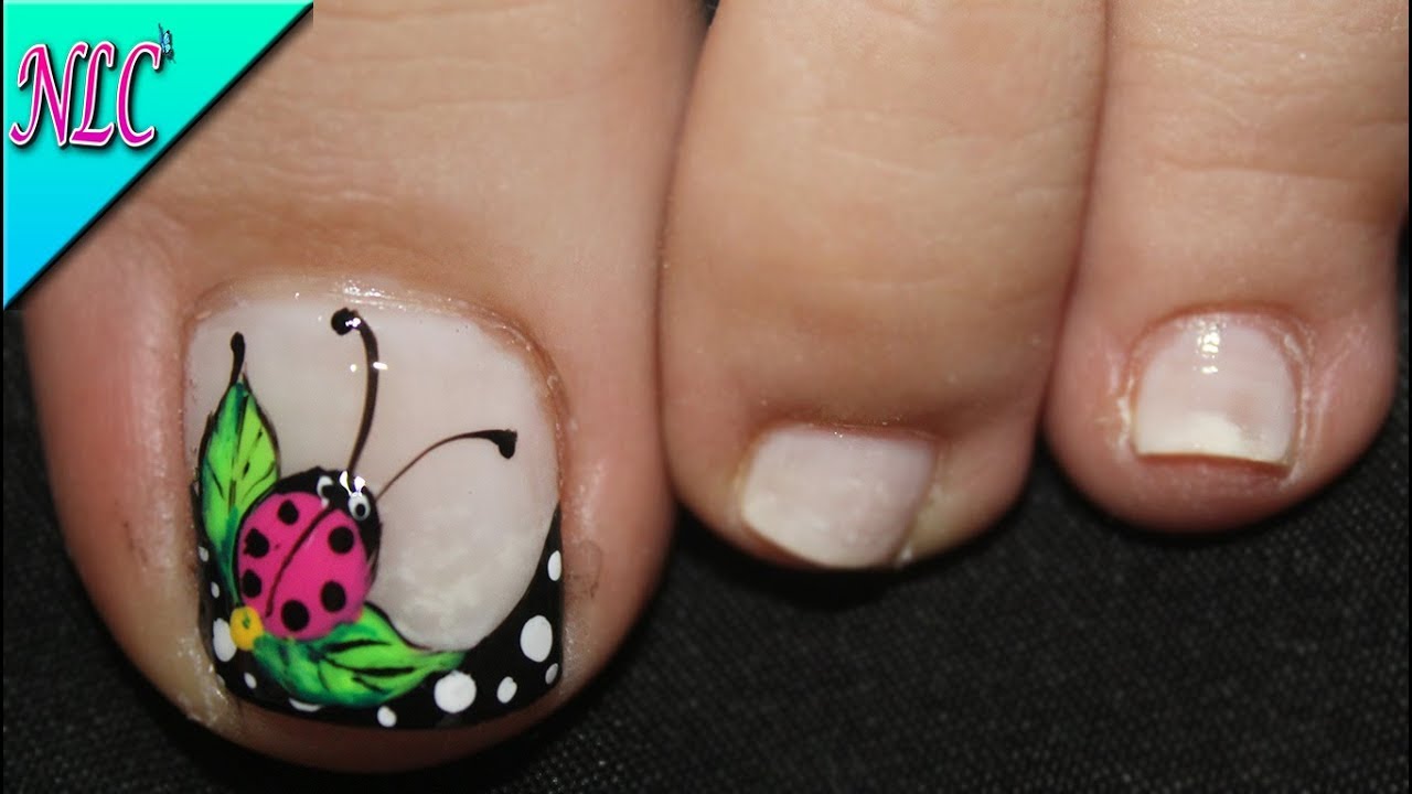 DISEÑO DE UÑAS PARA PIES MARIQUITA Y FRANCÉS PARA PRINCIPIANTES - LADY BUG NAIL ART - NLC