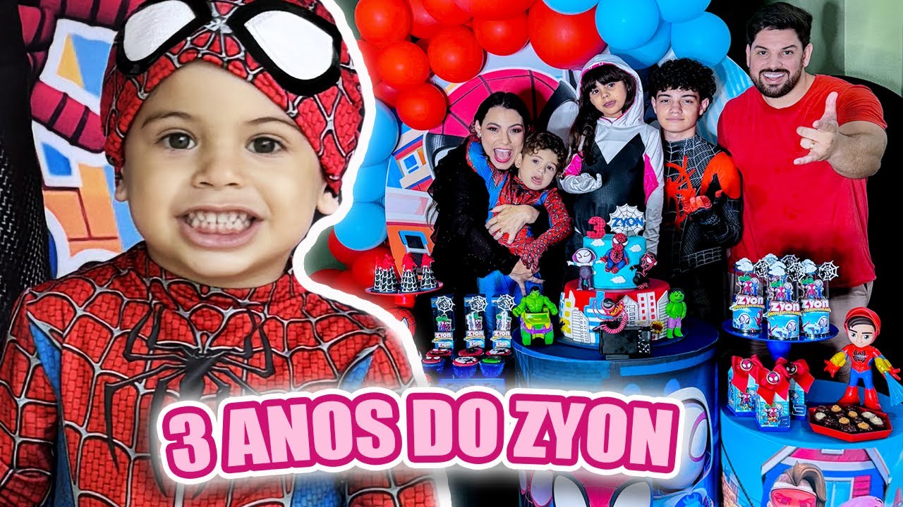 FIZEMOS UMA FESTA DA EQUIPE ARANHA PARA O ZYON DE 3 ANOS - HOMEM ARANHA VEIO AQUI | Kathy Castricini