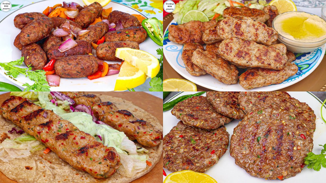 4 BEST & ORIGINAL Kebab Recipes Of Cooking With Passion, Turkish Chicken Adana Kebab, Beef Patty