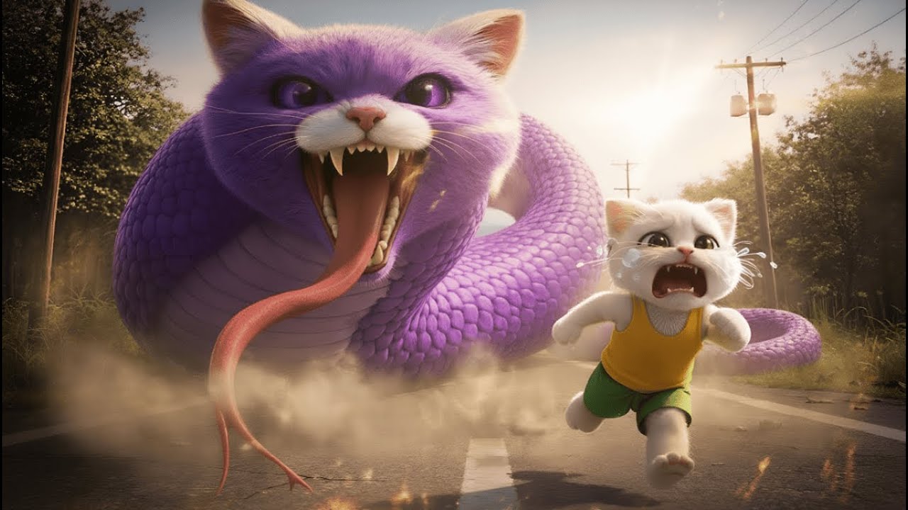 🐍🥺OMG ! A Tiny Kitten Faces a Snake… A Heartbreaking Moment That Will Make You Cry 🐱| AI Cat Story