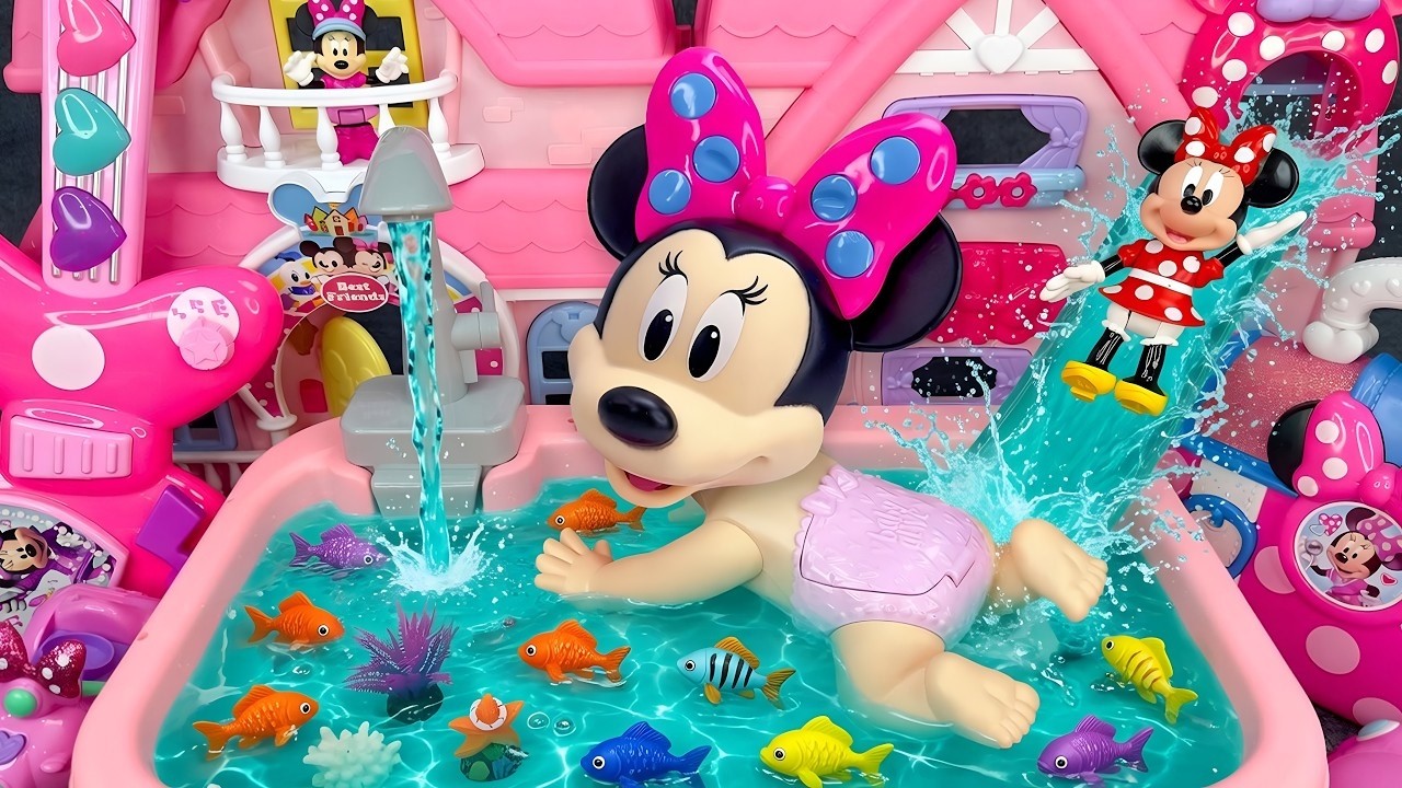 Minnie Mouse 2026 🎀 Set Unboxing Water Park Pool & Colorful Fish Adventure Disney ASMR