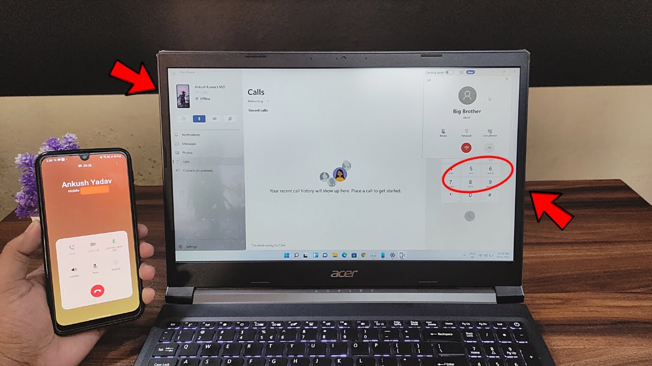 Get your Phone calls on your laptop || How to use Your Phone App Windows 10,11