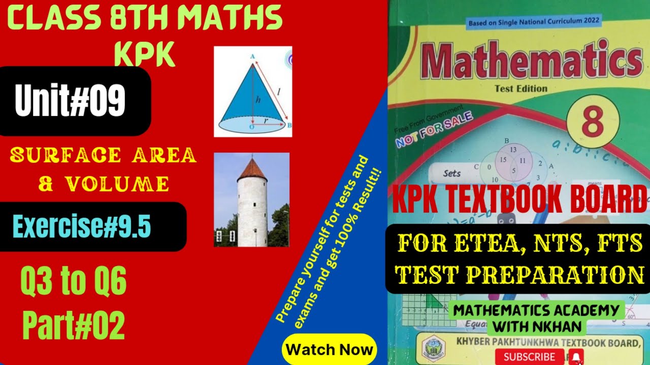 Class 8th Maths exercise 9.5|Surface Area and volume| Unit 9 kpk part 2 by Nkhan