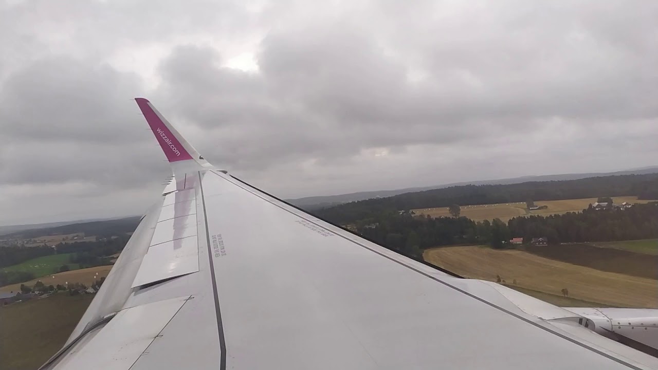Airbus A321 | WizzAir | Lądowanie lotu W61215 na lotnisku Sandefjord-Torp [Wing Cam]