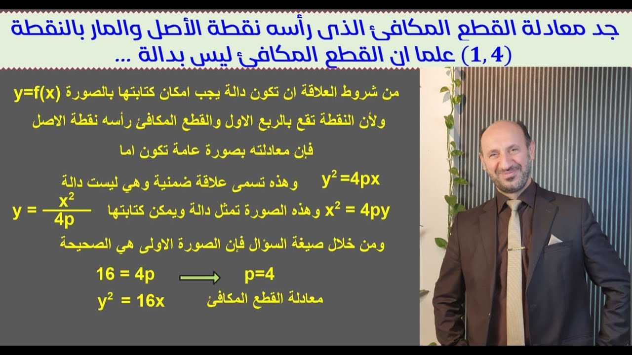 سؤال في القطع المكافئ وصلني من اكثر من مصدر وحلي له ...