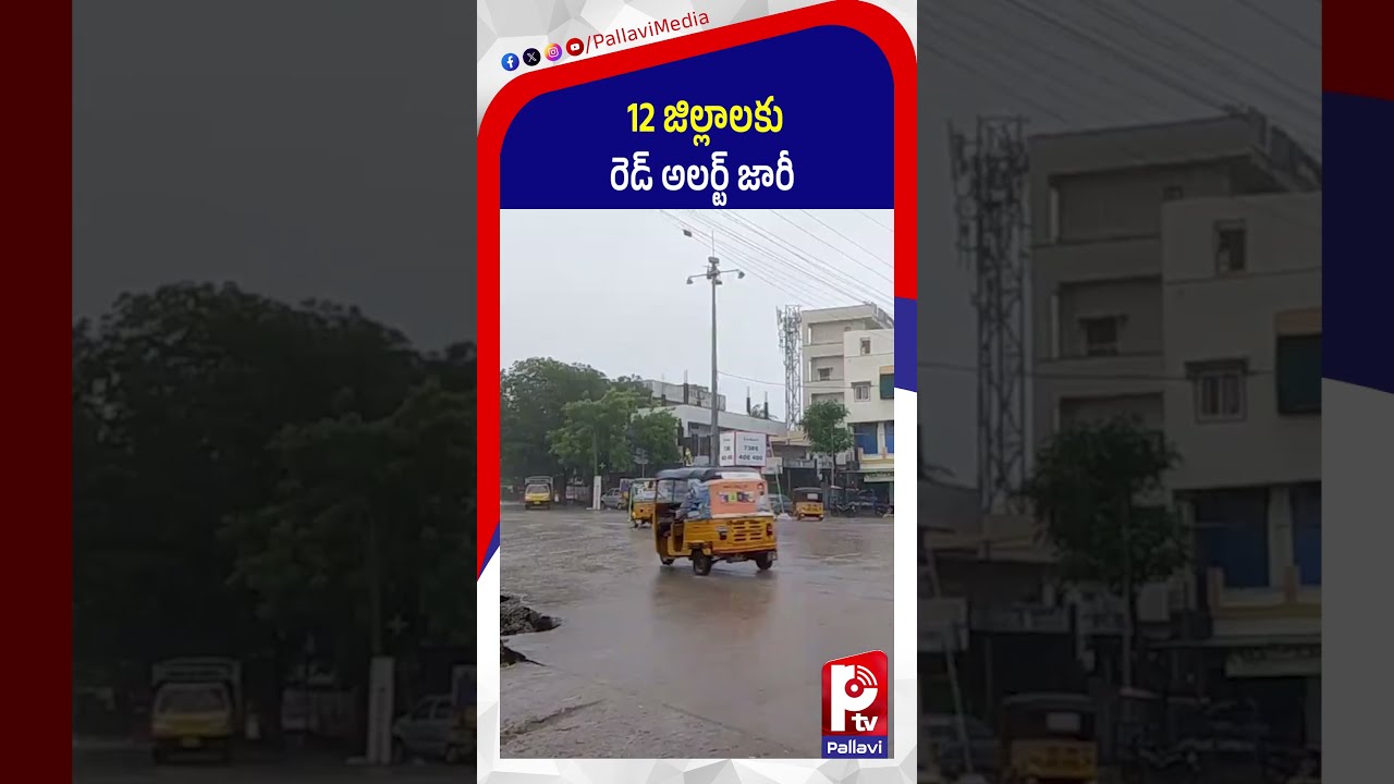 12 జిల్లాలకు రెడ్&zwnj; అలర్ట్&zwnj; జారీ: Heavy Rain Batters Telangana | Flooded Roads, Overflowing Streams
