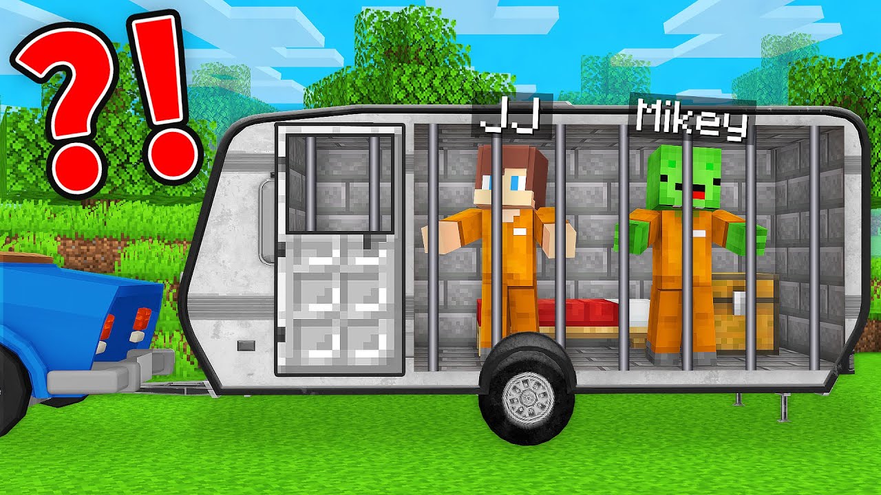 Mikey and JJ Escaped From Prison Inside a CAR TRAILER in Minecraft (Maizen)