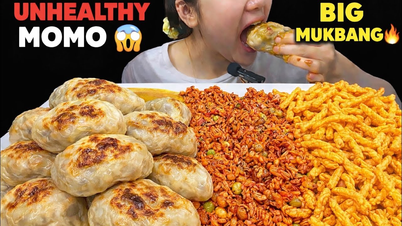 Unhealthy Mukbang 😱 |Big Momo, Chatpatey & Kurkure Eating Show