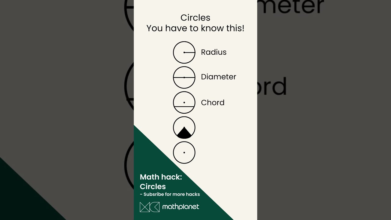 Circles: Radius, Diameter, Chord, Sector and Segment, all you need to know. #math #shorts