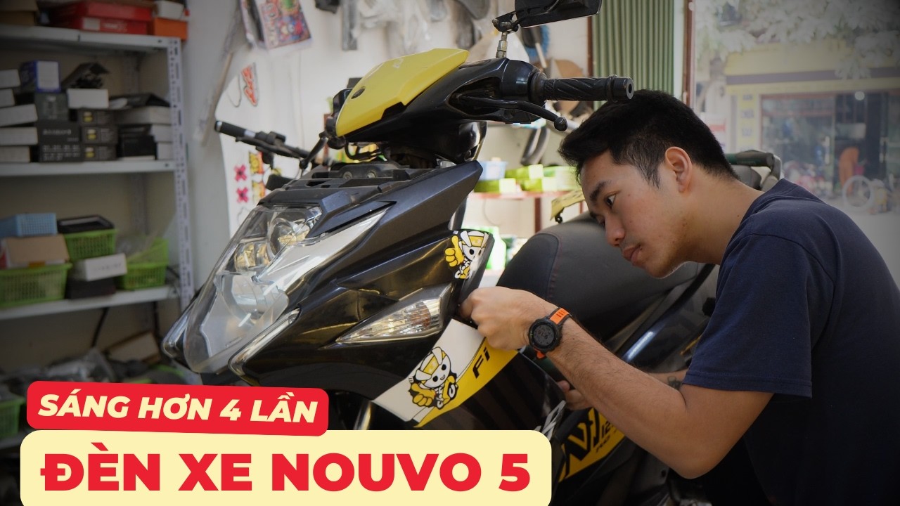 Thay đèn Nouvo 5: Sáng gấp 4 lần, đường cắt chuẩn zin