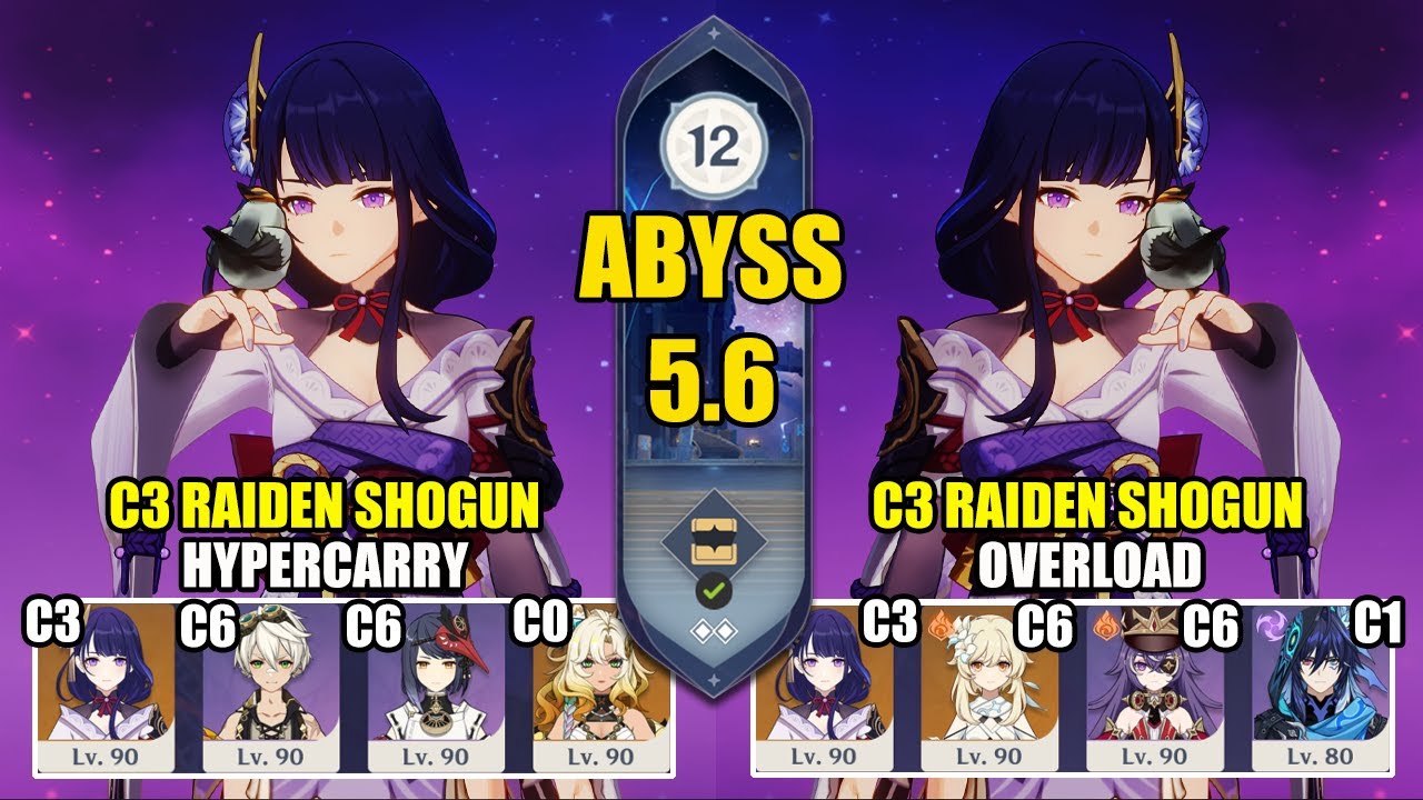 C3 Raiden Hypercarry & C3 Raiden Overload | Spiral Abyss 5.6 | Genshin Impact 【原神】