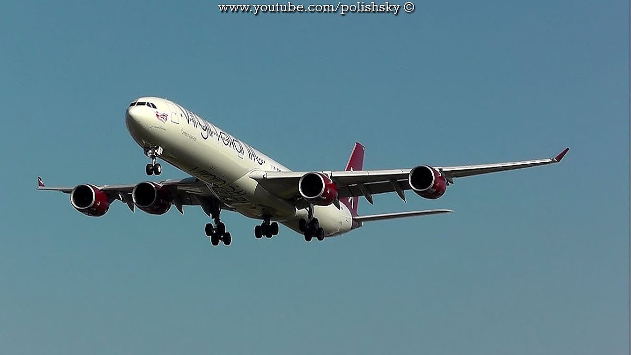 Virgin Atlantic Airways Airbus A340-642 Reg: G-VEIL Landing at London Heathrow EGLL / LHR