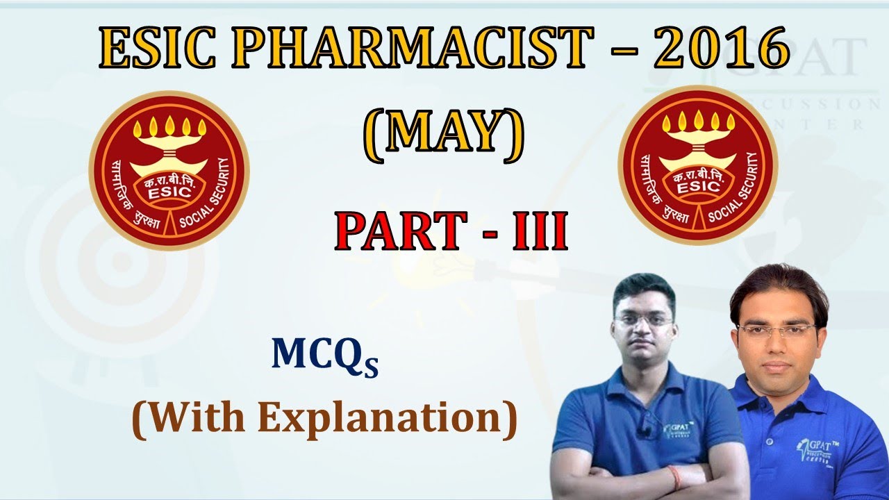 ESIC Pharmacist Previous Year Question Paper 2016-MAY (Part-3) #ESIC_Pharmacist_2016_Paper #esicexam
