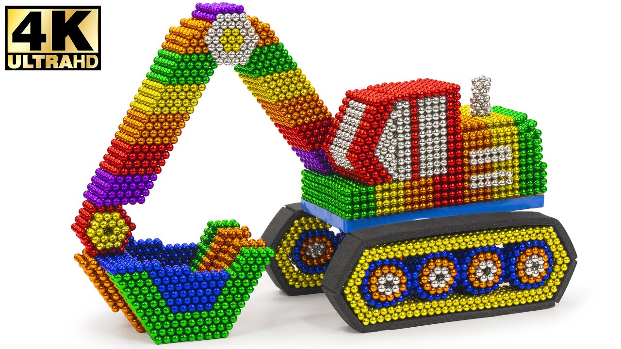 Magnet Challenge - DIY - How To Make Colored Excavator From Magnetic Balls| ASMR Videos 4K