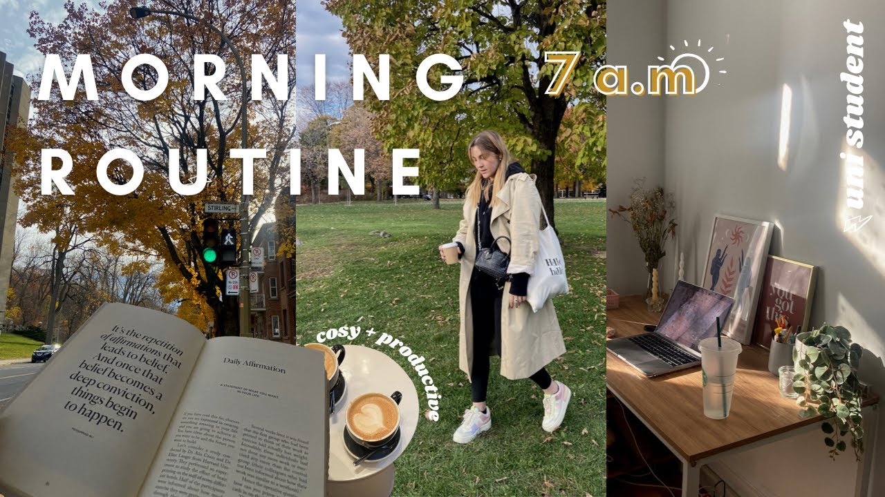 student cosy + productive morning routine ☕️💻  / étudiante à l'Université de Montréal 🍁🤍