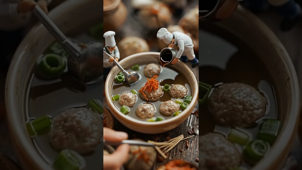 Tiny Workers Cooking Giant Meatballs | Miniature Bakso Food Art