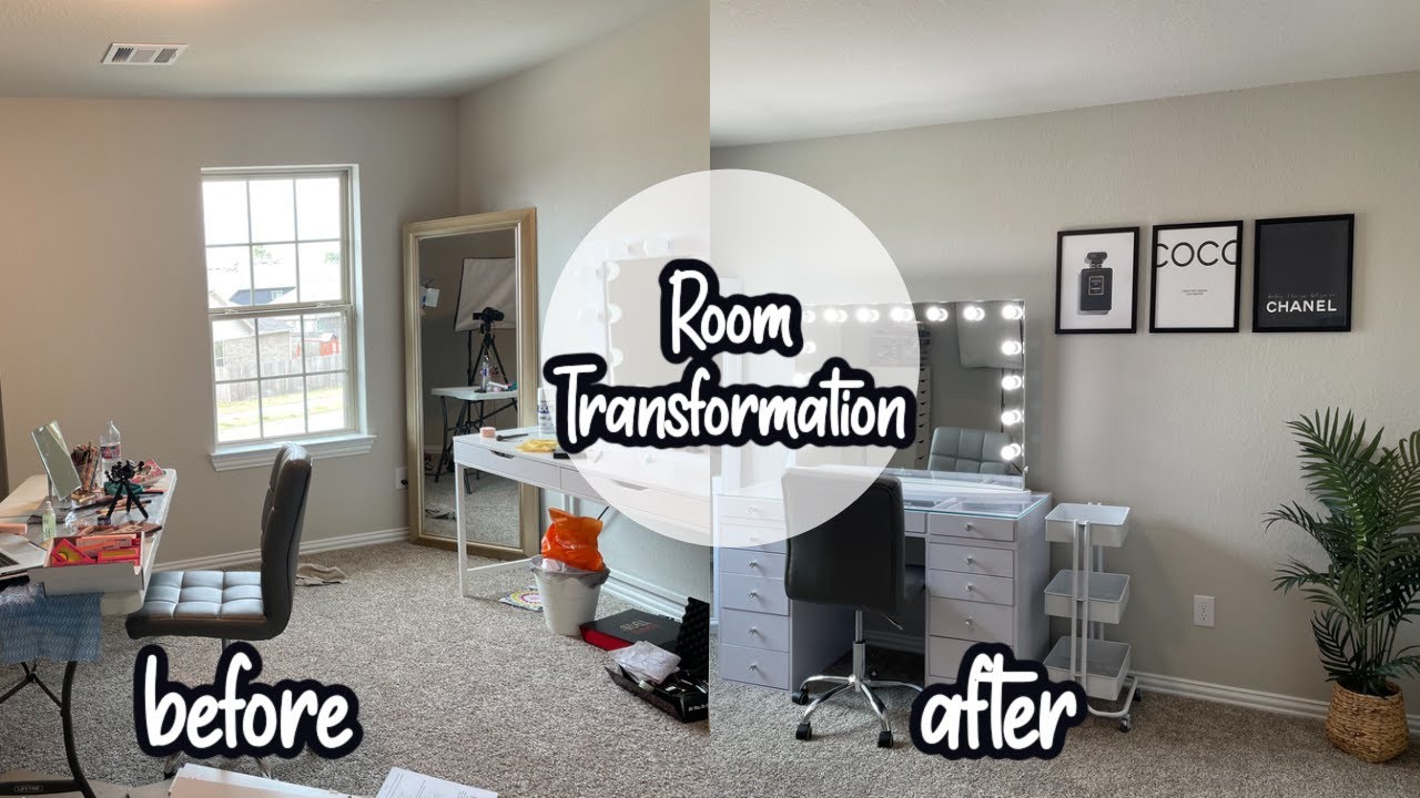 AMAZING BEAUTY ROOM TRANSFORMATION + DECLUTTER WITH ME | MAKEUP ROOM IDEAS