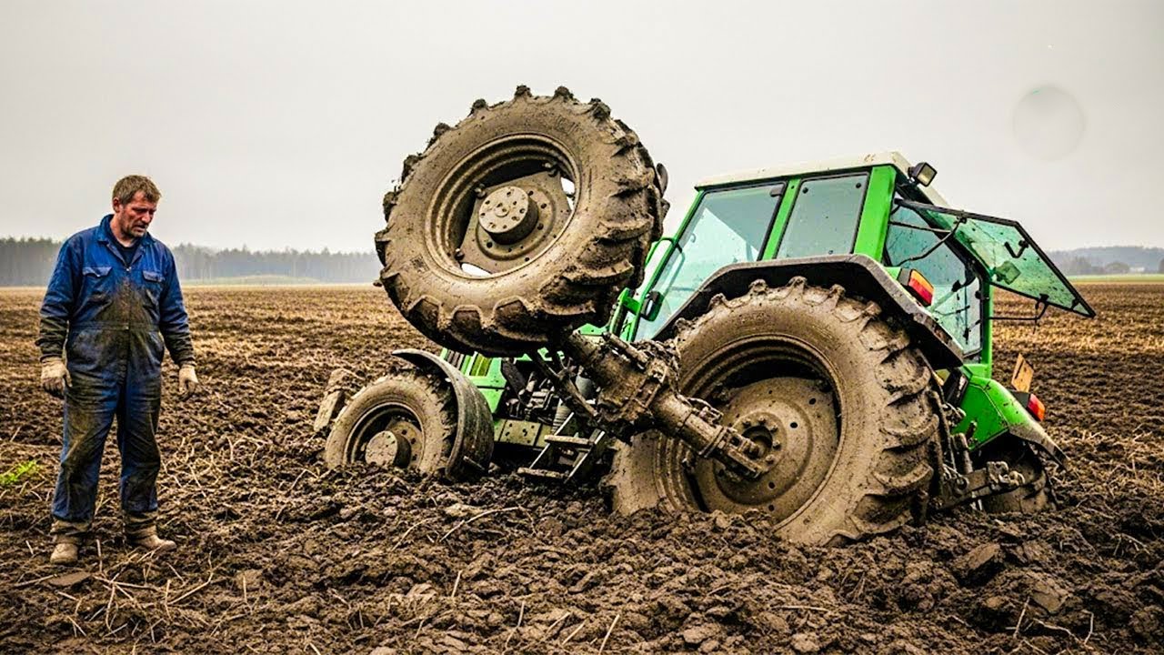 Tractor Trapped In Mud Compilation | Amazing Tractor Operator Skills #25