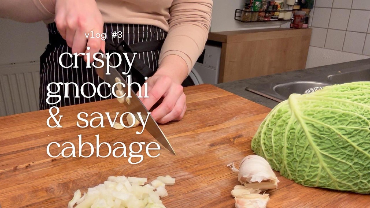crispy gnocchi & savoy cabbage | quiet home cooking | asmr