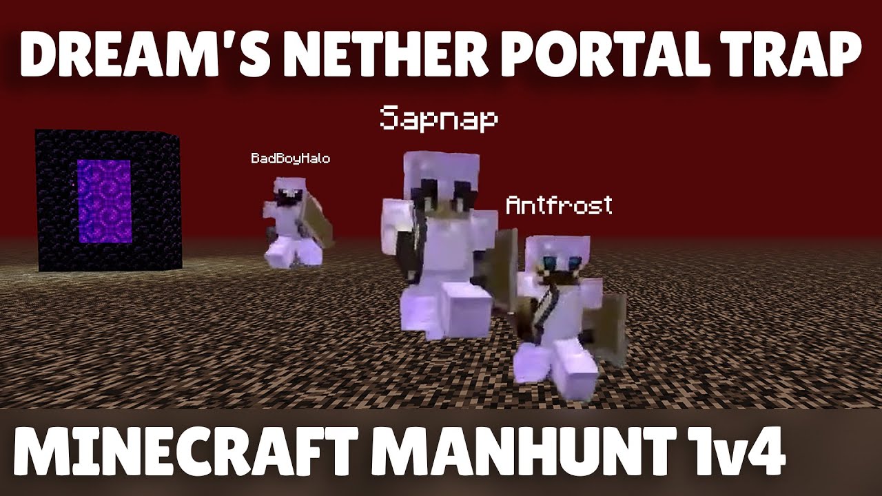 Dream Kills Four Fully Loaded Hunters With INSANE Nether Portal Trap (FULL) - Minecraft Manhunt