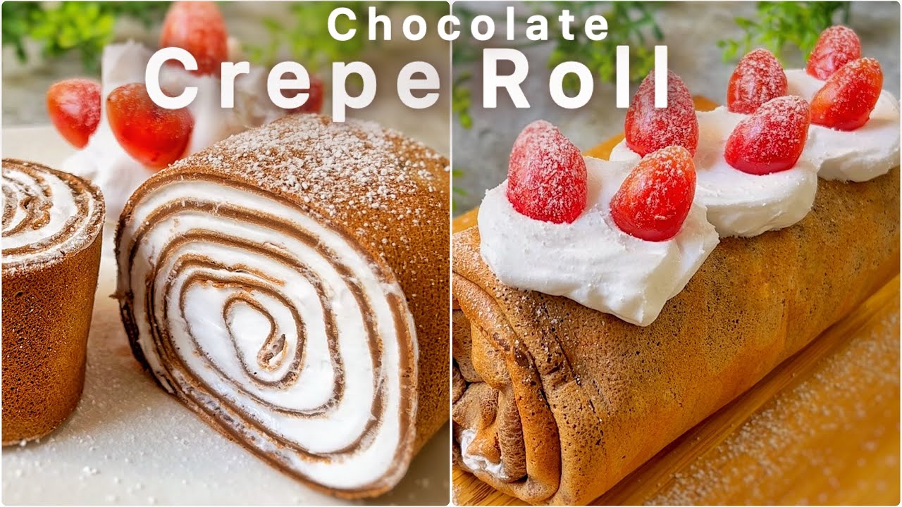 Chocolate Crepe Roll Cake | Pancake Rolls #holidayrecipes