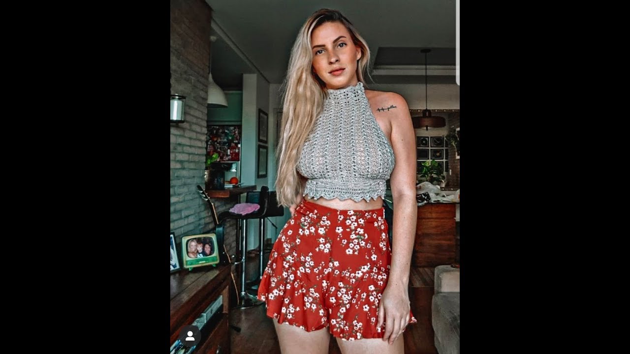 Cropped crochê leques - Versão destro - Parte 1