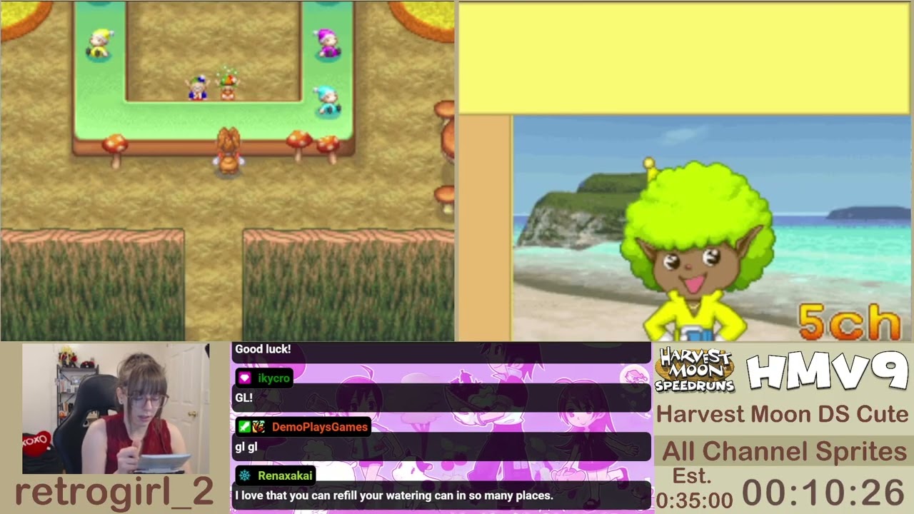 HMV9 | All Channel Sprites Speedrun by Retrogirl_2 | Harvest Moon DS Cute