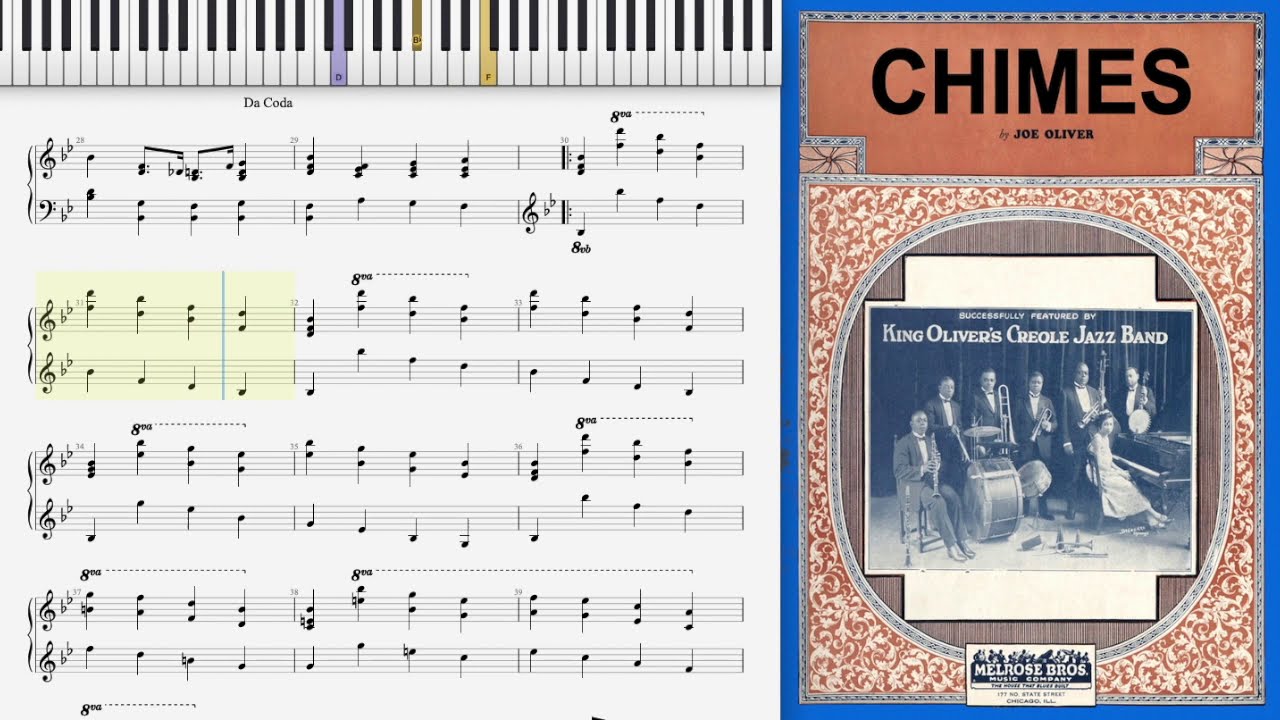 Chimes Blues by King Oliver (1923, Blues piano)