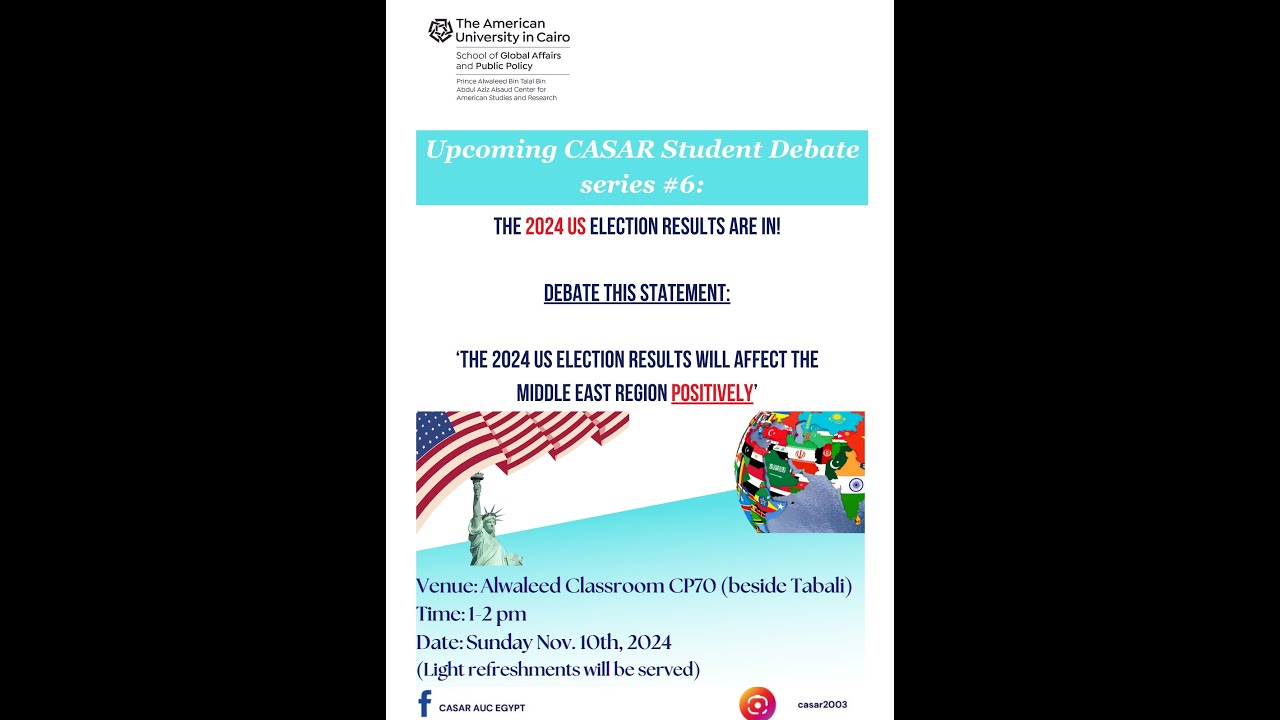 CASAR Student debate Series#6: The 2024 US Elections results will affect the MENA region positively'