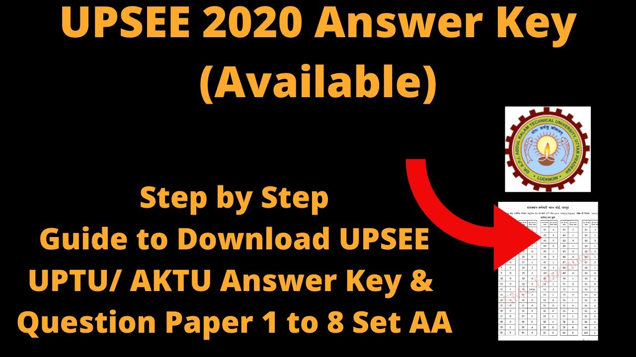 UPSEE 2020 Answer Key (Available) - How to Check UPTU/AKTU Answer Key & Question Paper 1 to 8 Set AA