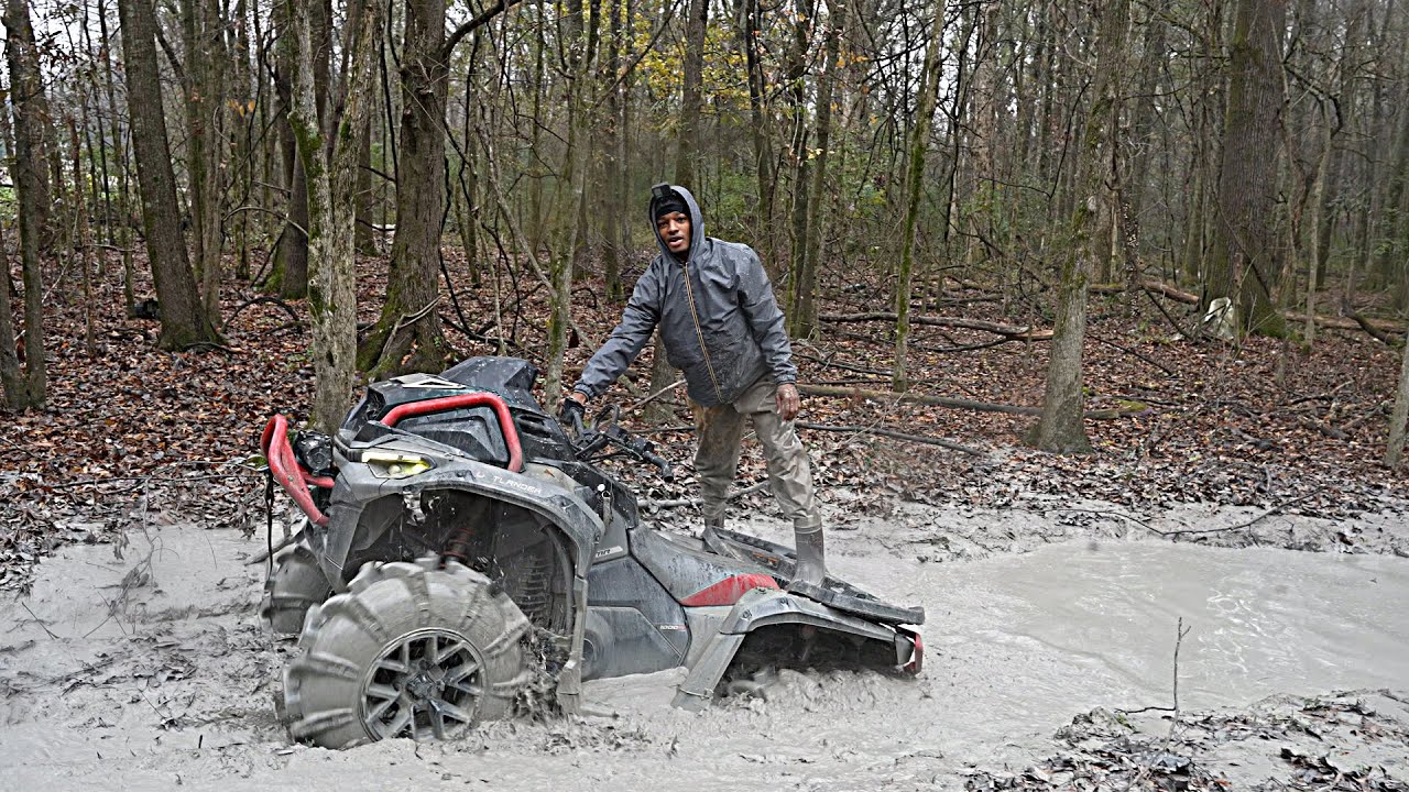 Наехал на яму на своем Outlander 1000 3-го поколения при минусовой температуре!!!