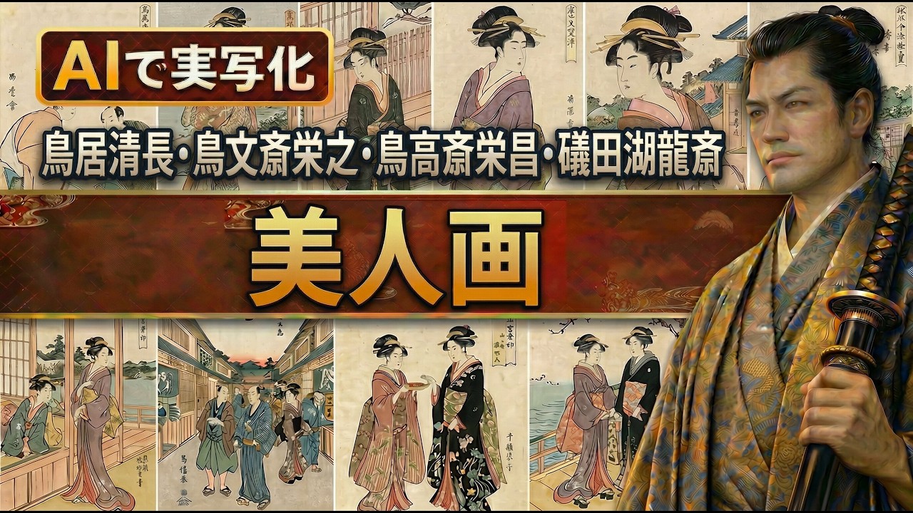 【AIで実写化】鳥居清長・鳥高斎栄昌・鳥文斎栄之・礒田湖龍斎「美人画」