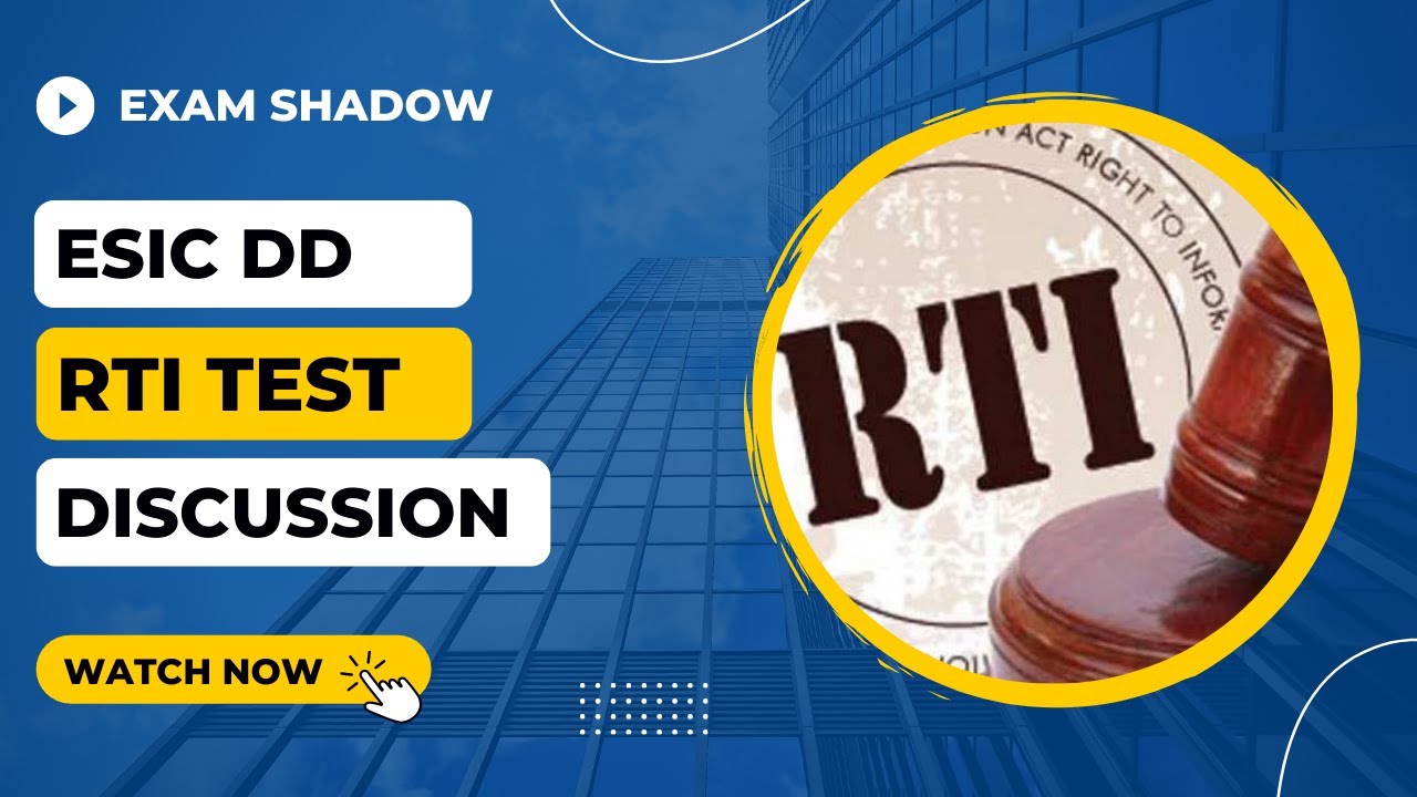 RTI TEST SAMPLE -2 | Explanation of RTI Act Test for ESIC DD