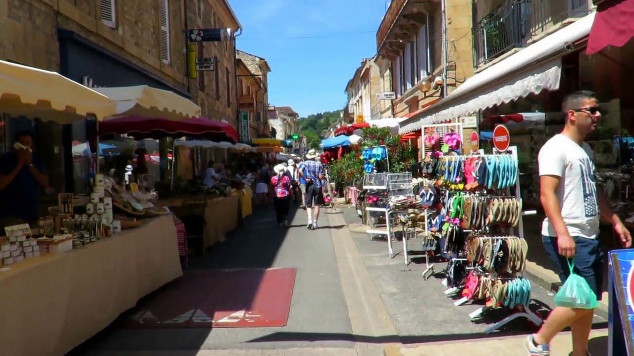 Saint Cyprien, Dordogne, Frankrijk, weekmarkt juni 2015